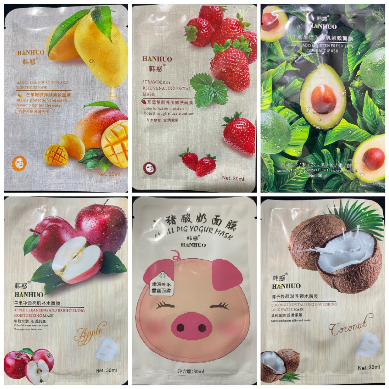 [COMBO 6 miếng] MẶT NẠ TRÁI CÂY DƯỠNG DA HANHUO