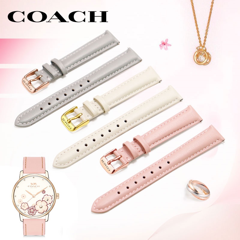 Đồng hồ nữ dây da coach/coach grand 14503009 dây da trắng hồng 12 14 16mm