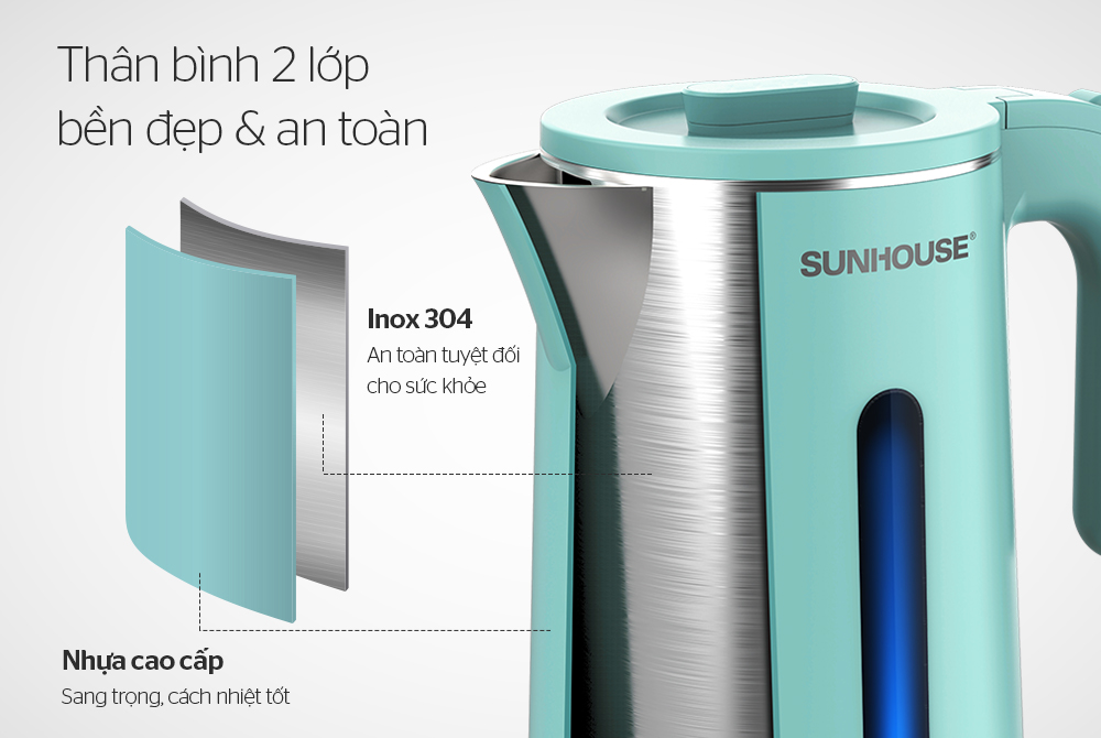 BÌNH ĐUN SIÊU TỐC 1.8L SUNHOUSE 1351 CAO CẤP