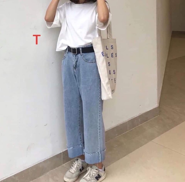 Quần jeans ống rộng Tr&Đ
