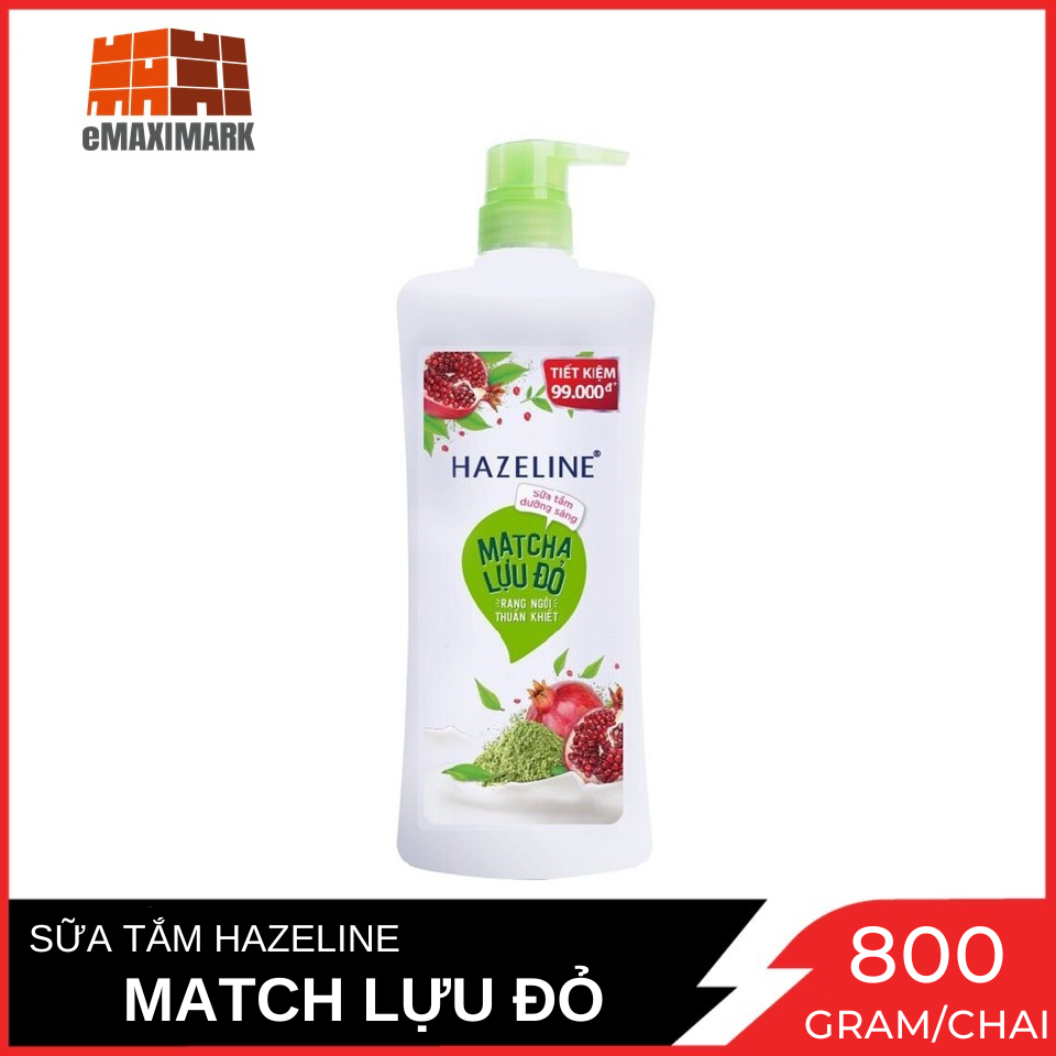 Sữa tắm hazeline matcha lựu đỏ chai 800 ml