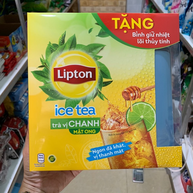 Trà chanh Lipton Ice Tea Hộp 224g (14g x 16 gói) [Bộ 2 hộp Tặng bình giữ nhiệt]