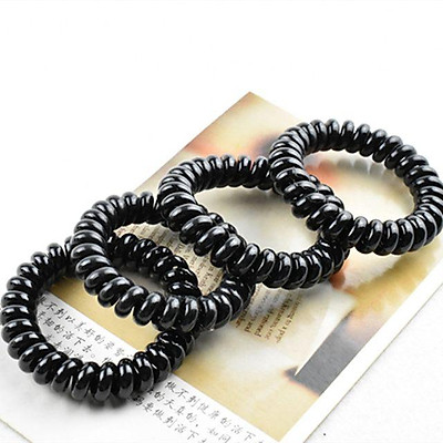 SET 5 cột tóc lò xo màu đen PHỤ KIỆN 68 (có thể làm vòng tay móc khóa)