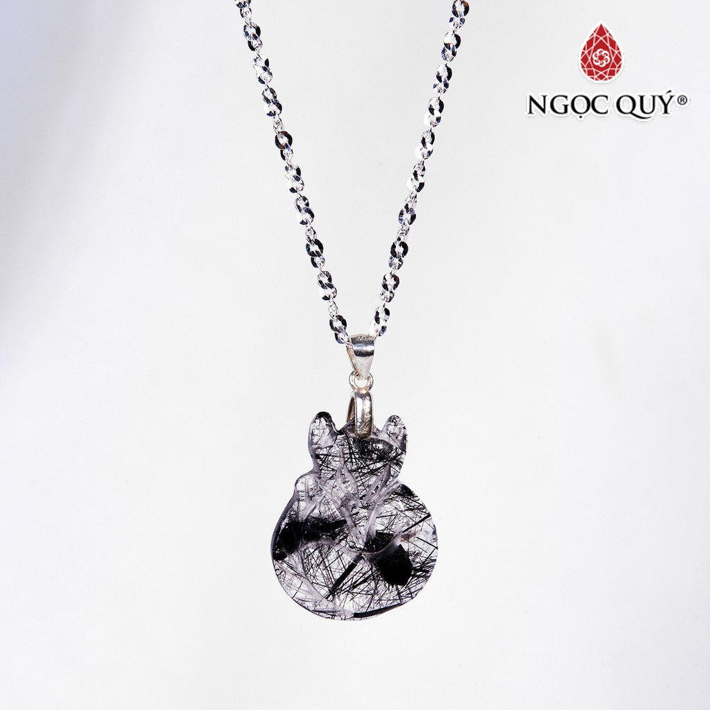 Dây chuyền bạc mặt hồ ly 9 đuôi thạch anh tóc đen - ngọc quý