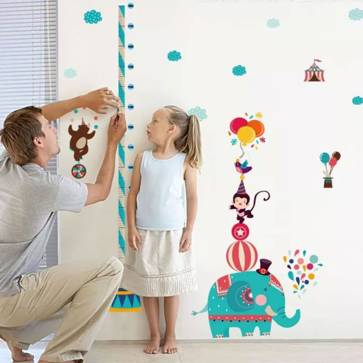 Decal dán tường đo chiều cao cho bé màu sắc đẹp AY9092 Sticker Tranh Dán Tường- Decal dán tường cho bé - Decal dán tường động vật