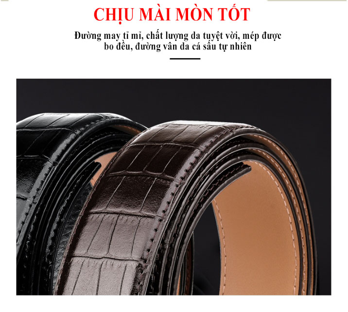 Thắt lưng da nam cao cấp CARTELGK7157G, dây nịt nam da thật rộng 35mm khóa tự động mạ ti tan