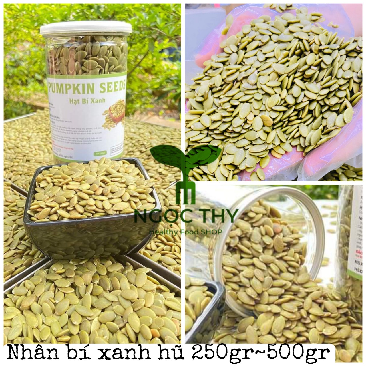 Nhân hạt bí xanh Ấn Độ (đã tách vỏ) hũ 250gr-500gr