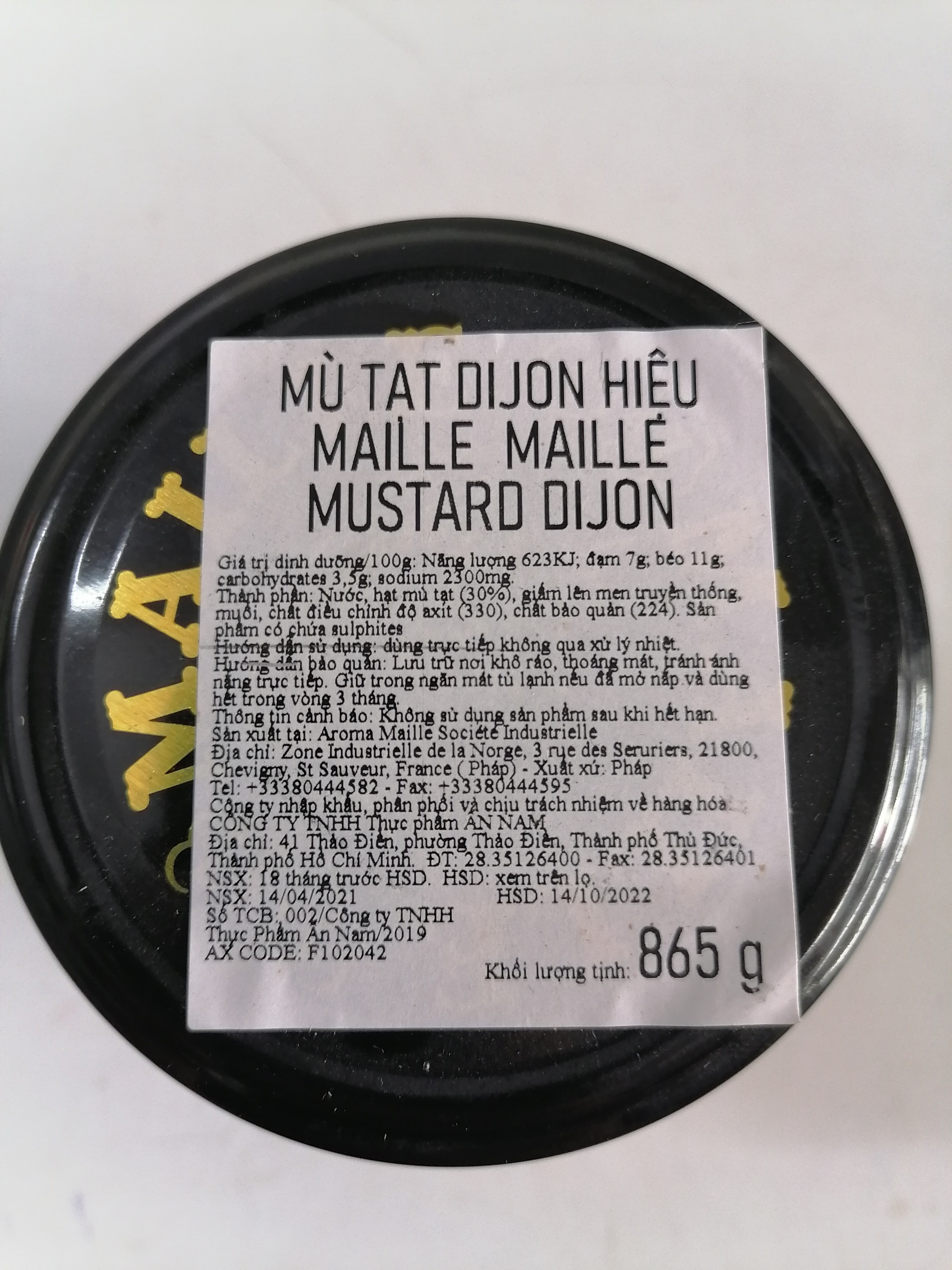 MAILLE [LỌ LỚN 865g – MỊN] MÙ TẠT VÀNG [France] Dijon Originale Mustard (anm-hk)