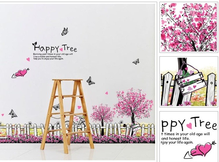 Decal chân tường HAPPY TREE có keo sẵn