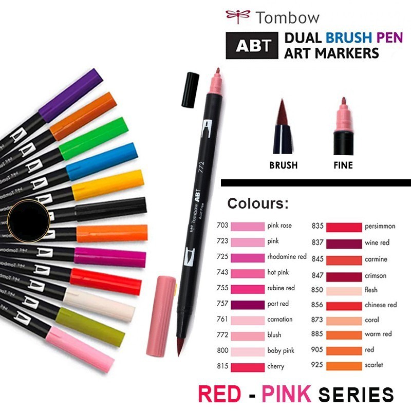 Bút cọ Tombow Dual brush tone Red-Pink
