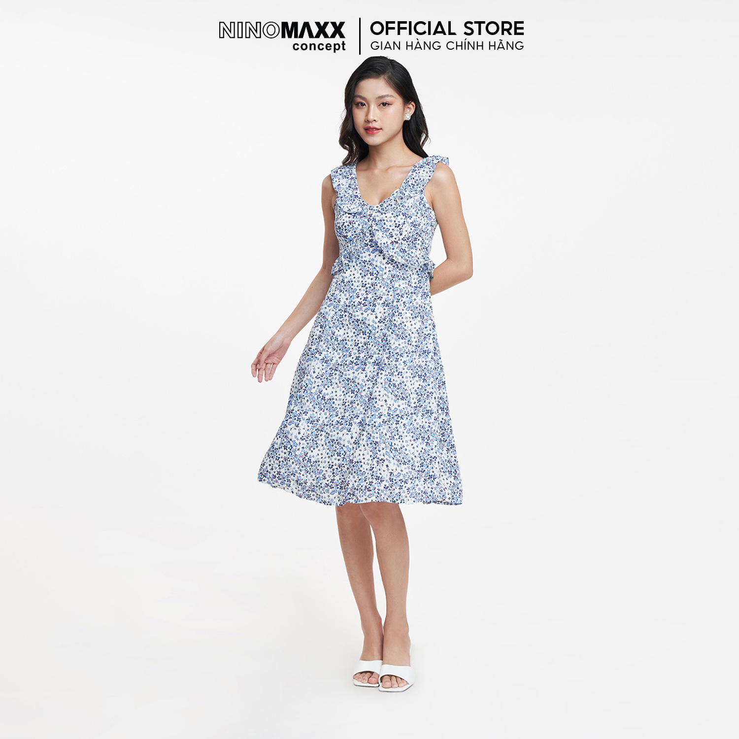 Đầm Nữ Hai Dây Dáng Xòe Hoạ Tiết Hoa N&M Thương Hiệu NINOMAXX 1905165