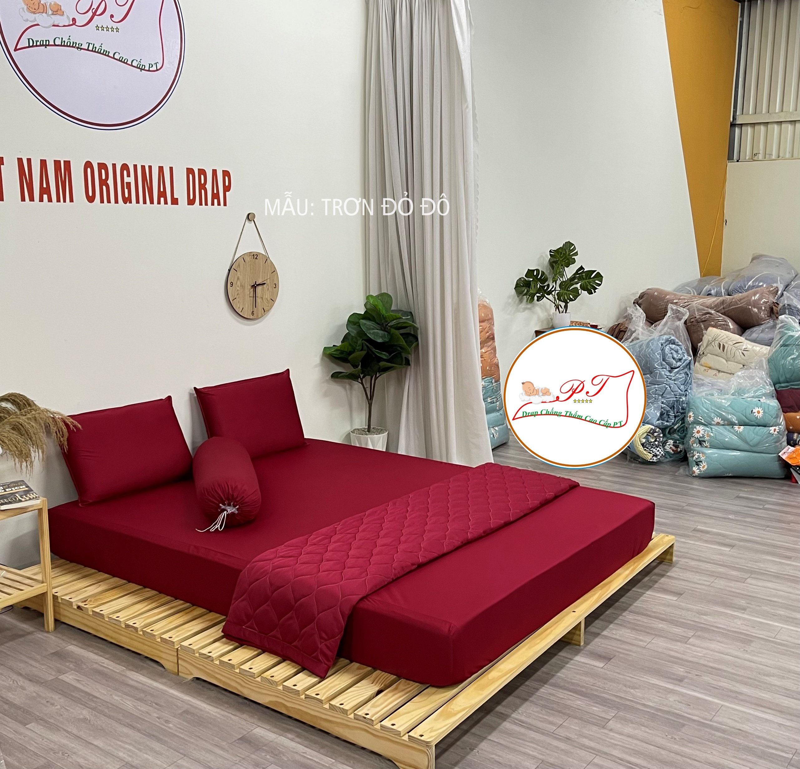 Ga Chống Thấm Cao Cấp PT Mẫu Họa Tiết Đỏ Đô