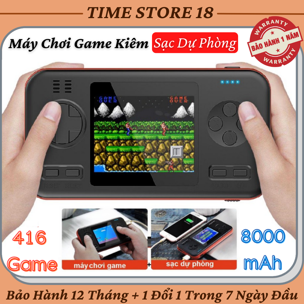 Máy chơi game cầm tay POWER GAME 416 Game - Máy chơi game kiêm sạc dự phòng dung lượng 8000mAh