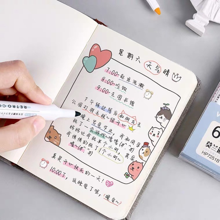 Bút đánh dấu 6 màu dạ quang đáng yêu
