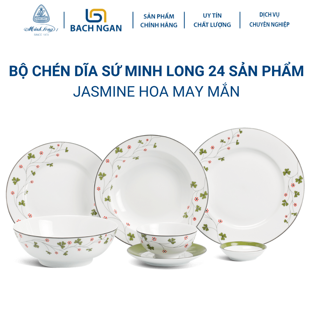 Dĩa tròn Minh Long 20 cm Jasmine Hoa May Mắn