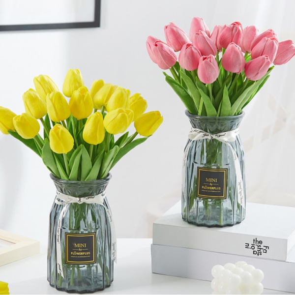 Một Bông Hoa Tulip giả PU bằng nhựa cao su cao cấp - Hoa lụa, Hoa giả trang trí đẹp, bình bông giả để bàn trang trí.