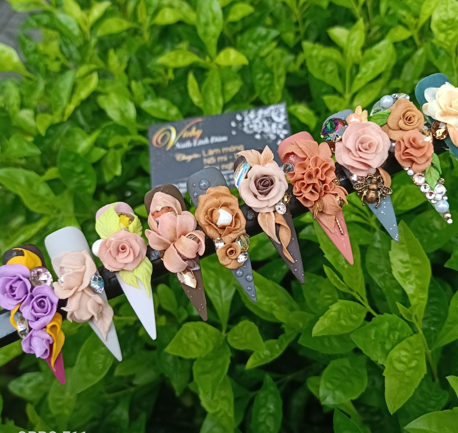Hoa Bột 5D - Đính Móng Tay Chân - Mix Khay 36 Bông