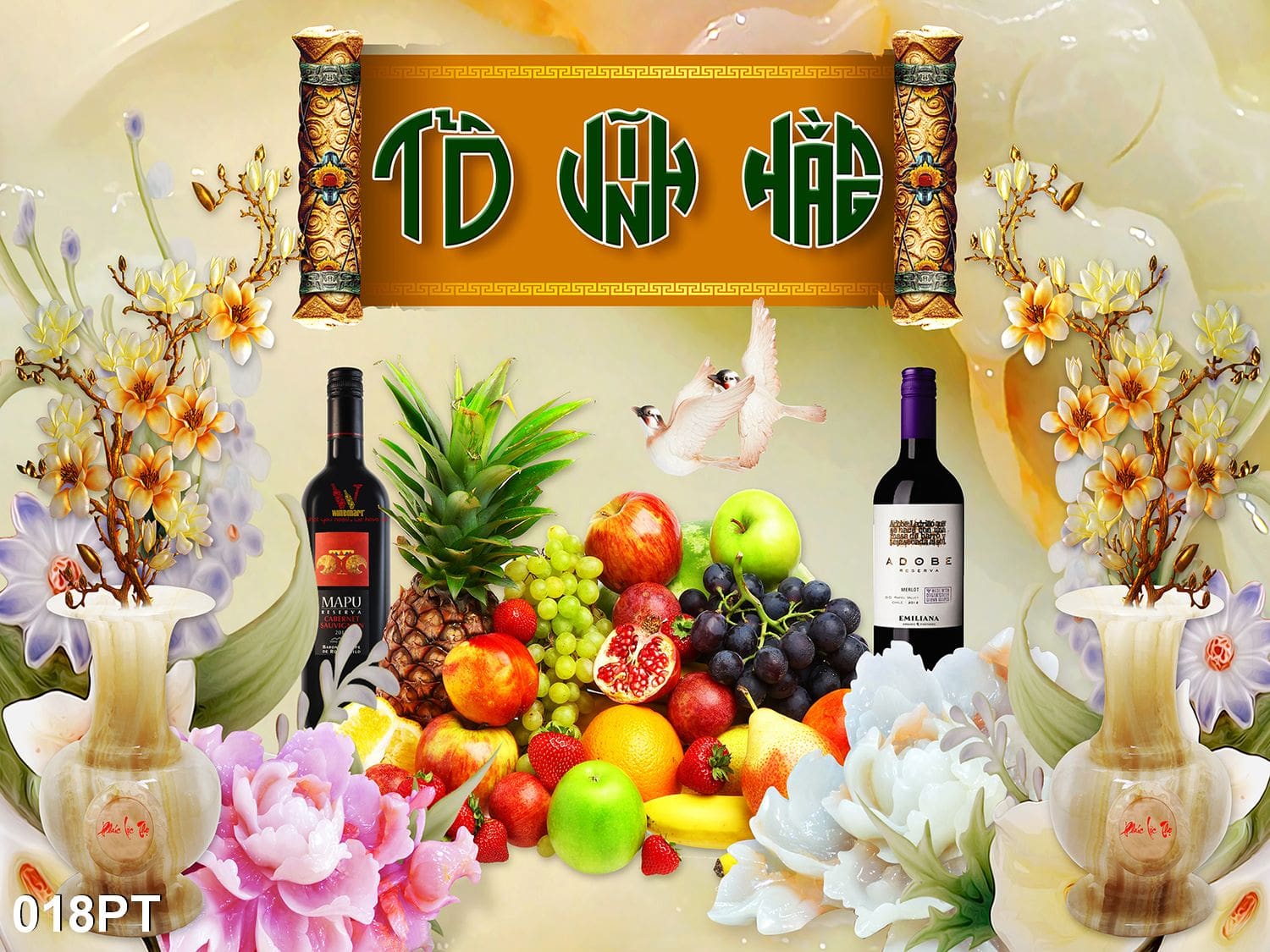 TRANH DÁN TƯỜNG 3D PHÒNG THỜ GIA TIÊN - TRANH DÁN BÀN THỜ ÔNG BÀ - TRANH MÂM QUẢ - TRANH CỬU HUYỀN - YAN SHOP