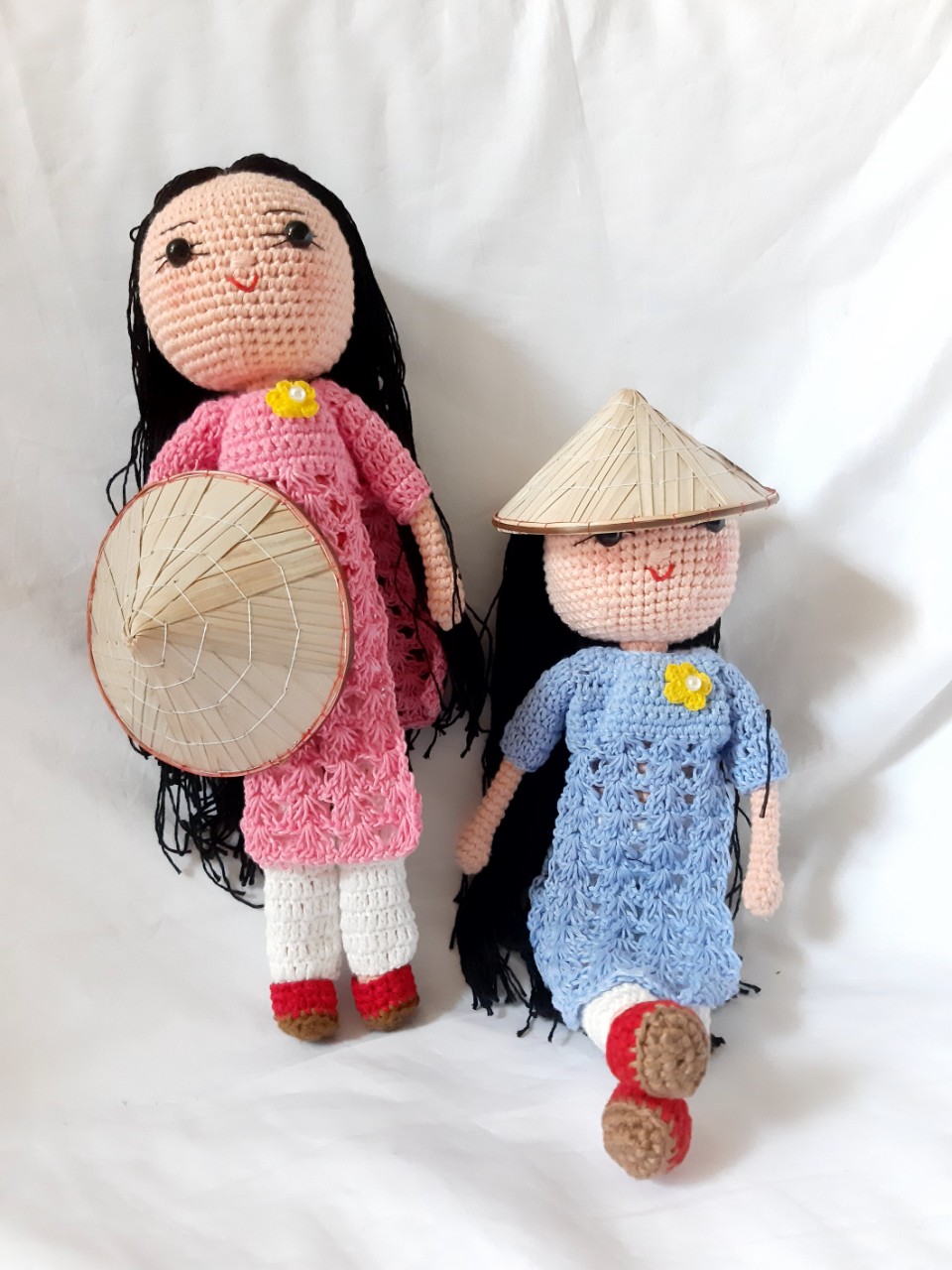 Búp Bê Áo Dài Đan Bằng Len-Phụ Kiện Studio (búp bê tóc dài)