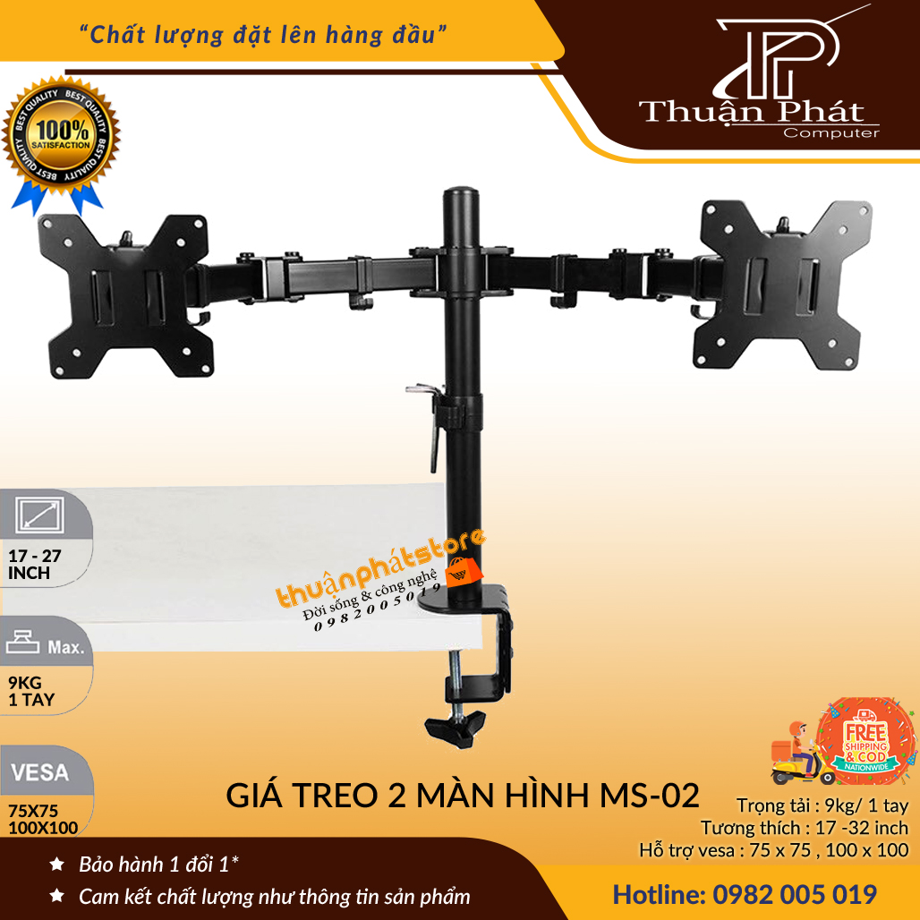 BÁO GIÁ Màn Hình 17 3 Inch | Shopee Lazada Sendo Tiki mới nhất 46 Giá Treo Màn Hình 17-27 Inch Cao Cấp - Giá Treo 2 Màn Hình Dual Monitor Desk Stand MS02