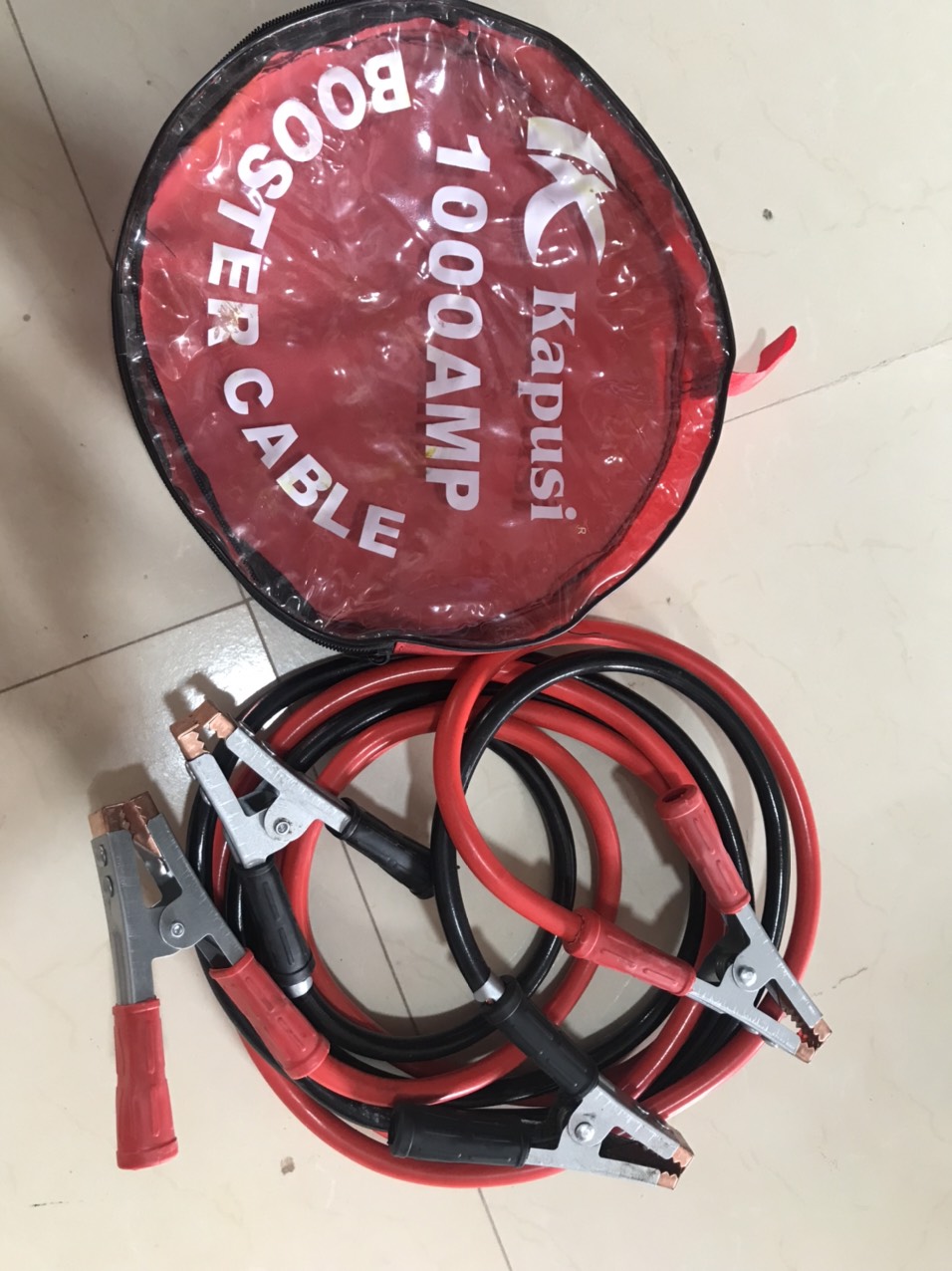 Bộ 02 dây câu xạc bình ắc quy ô tô kapusi 1000amp - dài 3m lõi đồng - có kẹp cách điện. hàng cao cấp