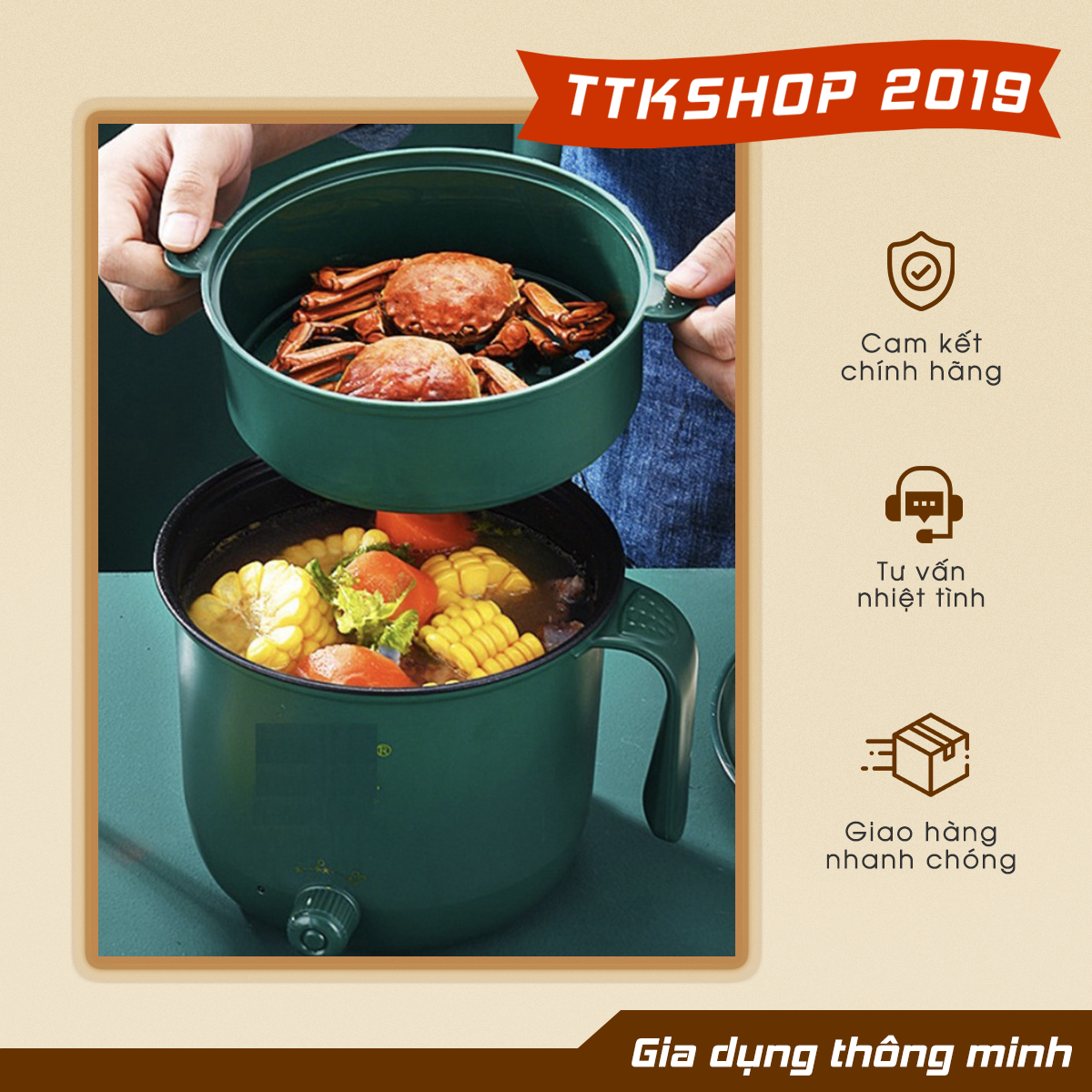 Pot Electric Mini 2 tiered multi-purpose gift with steaming tray (fried, fried, cooking, cook rice, cooking hot pot mini) for 1-2 people