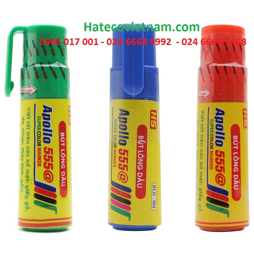 Bút lông dầu Apollo 555 xanh, đỏ, đen - Bút không xóa được