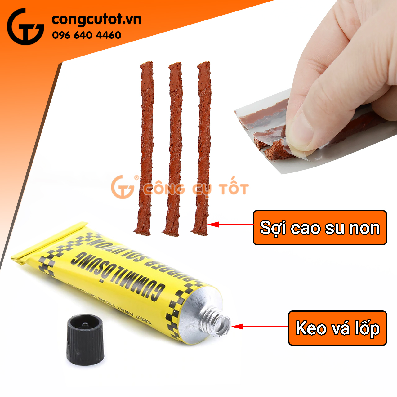 Bộ vá lốp xe không săm cho oto, xe máy