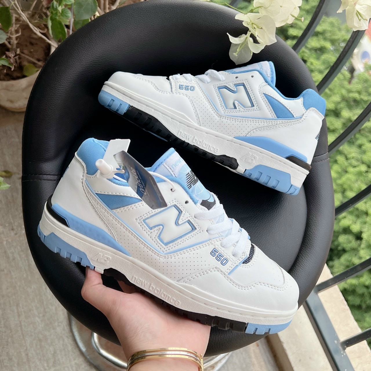 Giày New Balance 550 "UNC White University Blue", giày thể thao