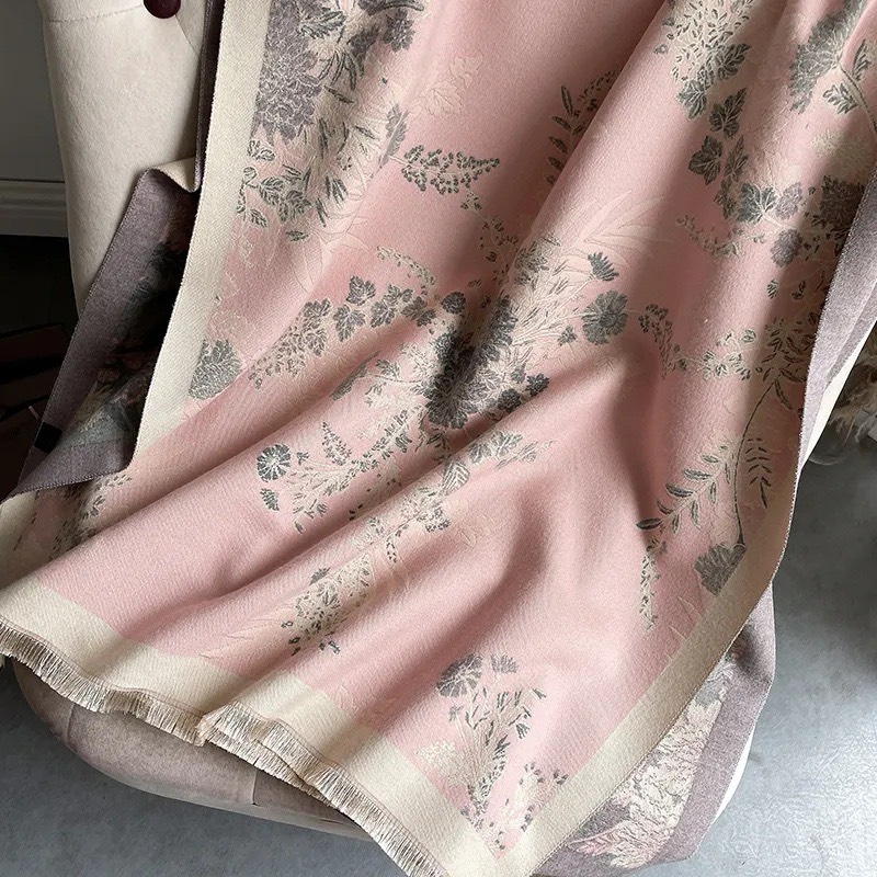 Khăn dạ cashmere hoa cao cấp  - Mẫu 2023