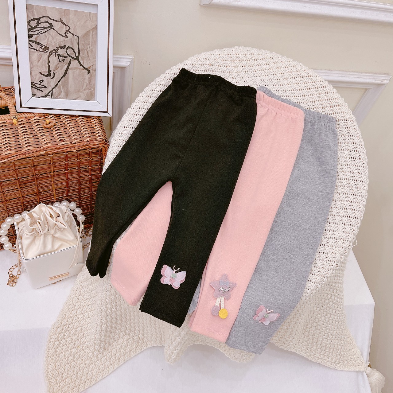 Combo 3 quần legging bé gái siêu đẹp