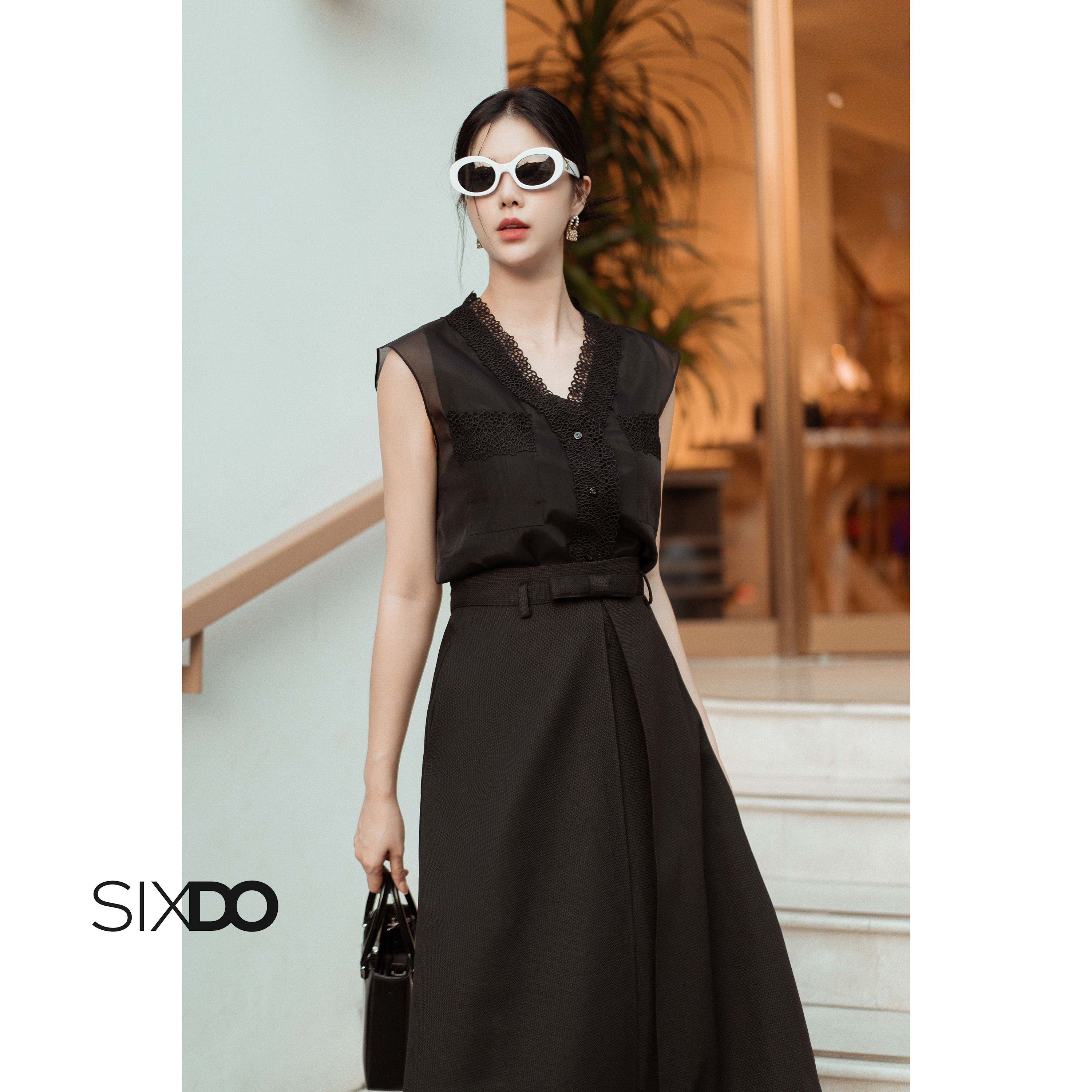Áo kiểu nữ tơ organza sát nách SIXDO