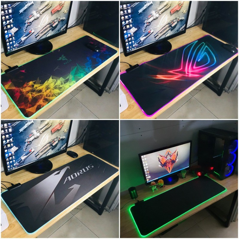 Lót chuột, pad chuột Gaming LED RGB kích thước 80x30, 90x40 siêu đẹp siêu nhẹ siêu bền, di chuột cực êm