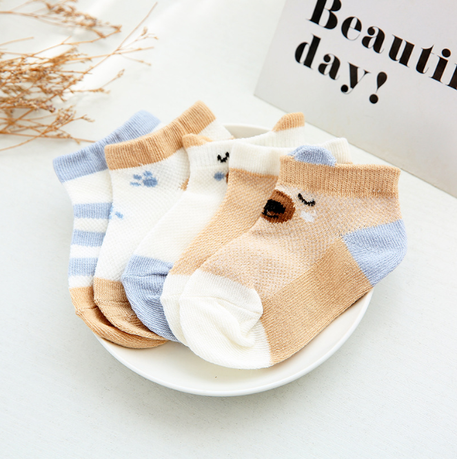 [HCM]Set 5 đôi tất kidsock cho bé trai và bé gái Tất cotton cho bé từ 0 - 2 tuổi