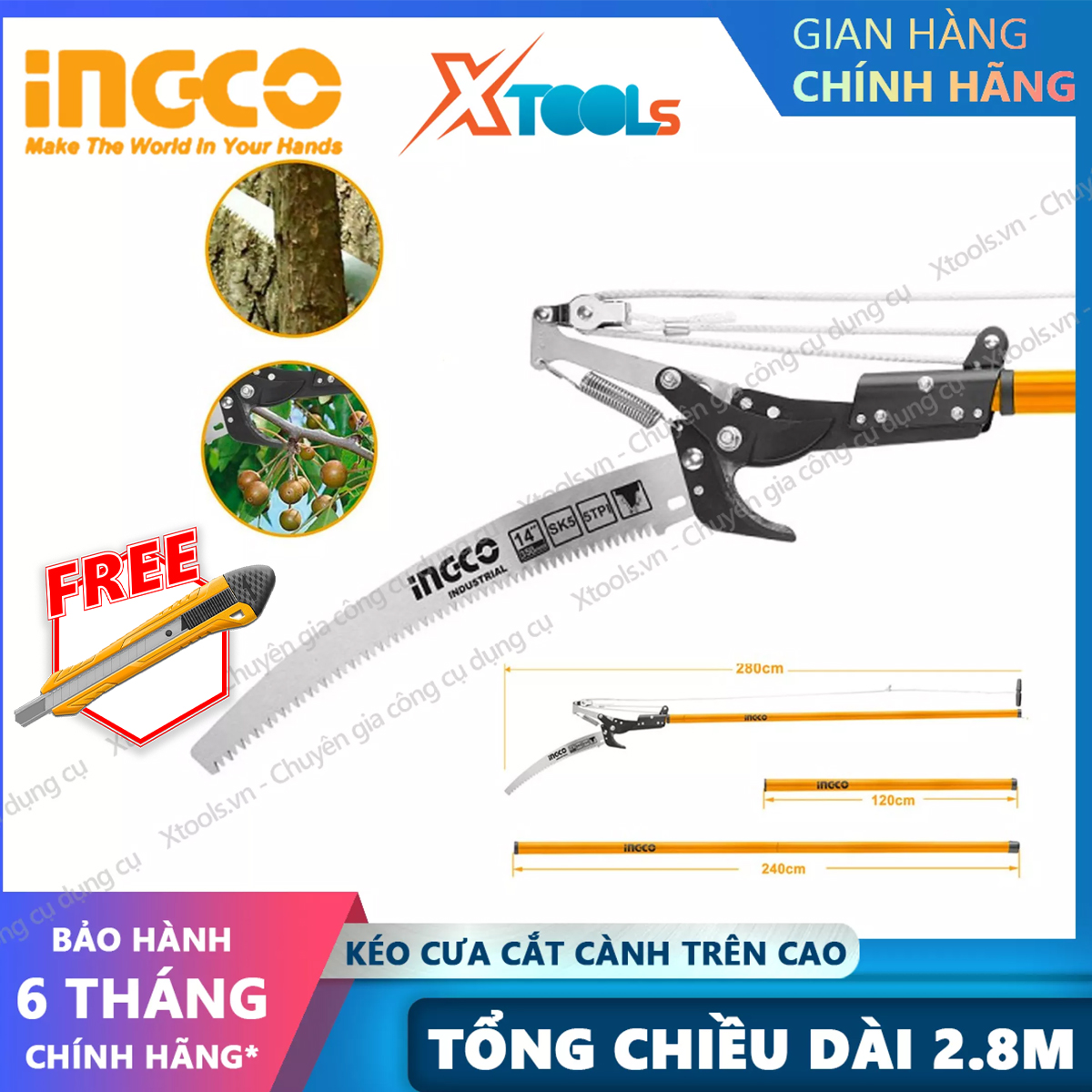 Ingco heps25281 2.8m high sharp Teflon coating ultra-sharp sharp green bonsai cutter garden scissor xtoolbox-safe