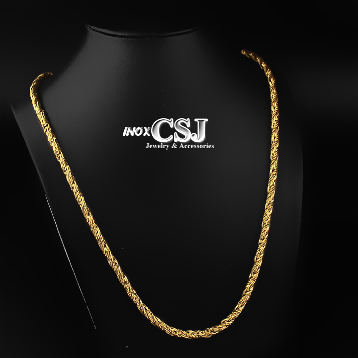 DÂY CHUYỀN INOX NAM KIỂU XOẮN MẠ VÀNG KHÔNG PHAI MÀU THỜI TRANG CAO CẤP DN158