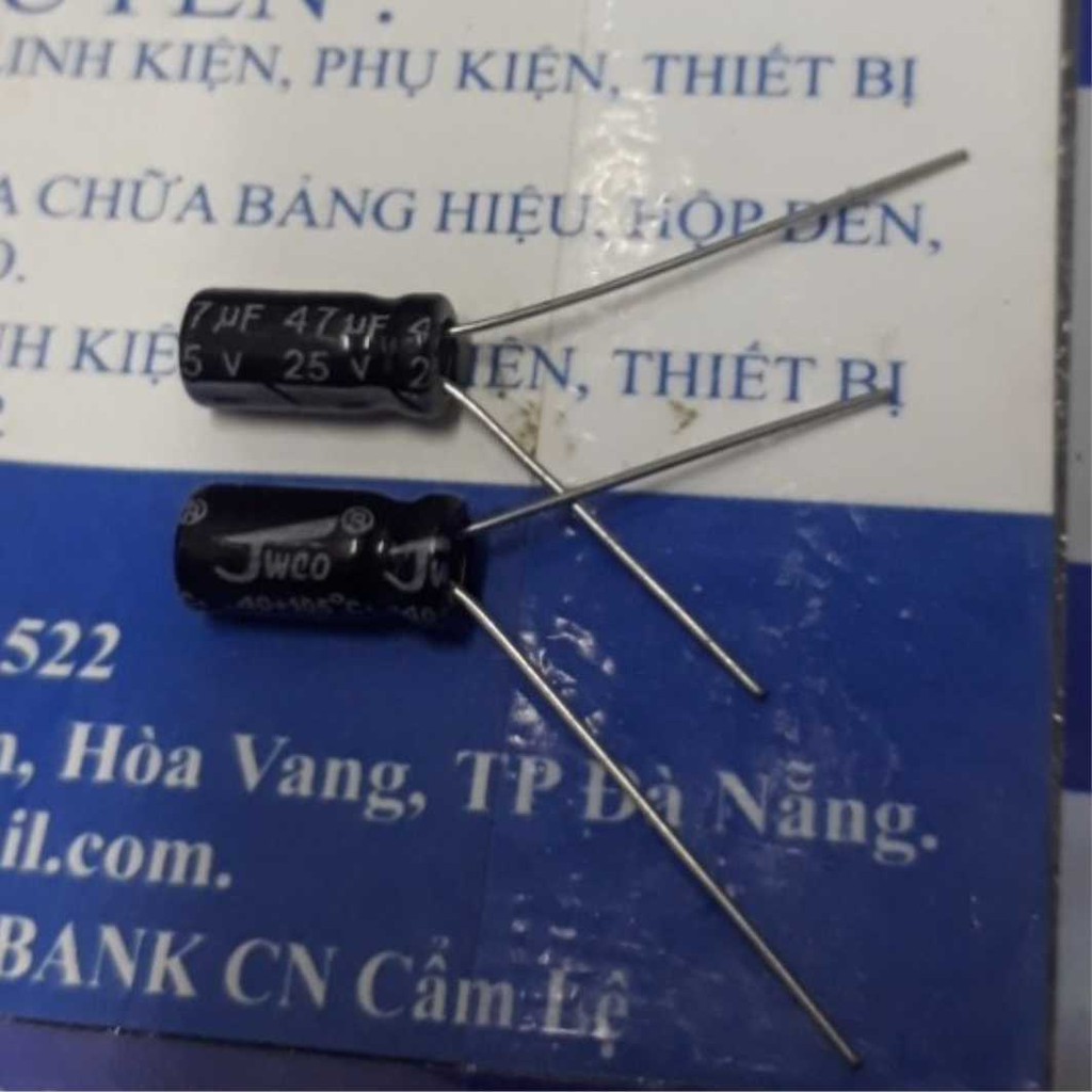 TỤ HÓA, TỤ PHÂN CỰC 47uf 25V (50 tụ) KDE1794