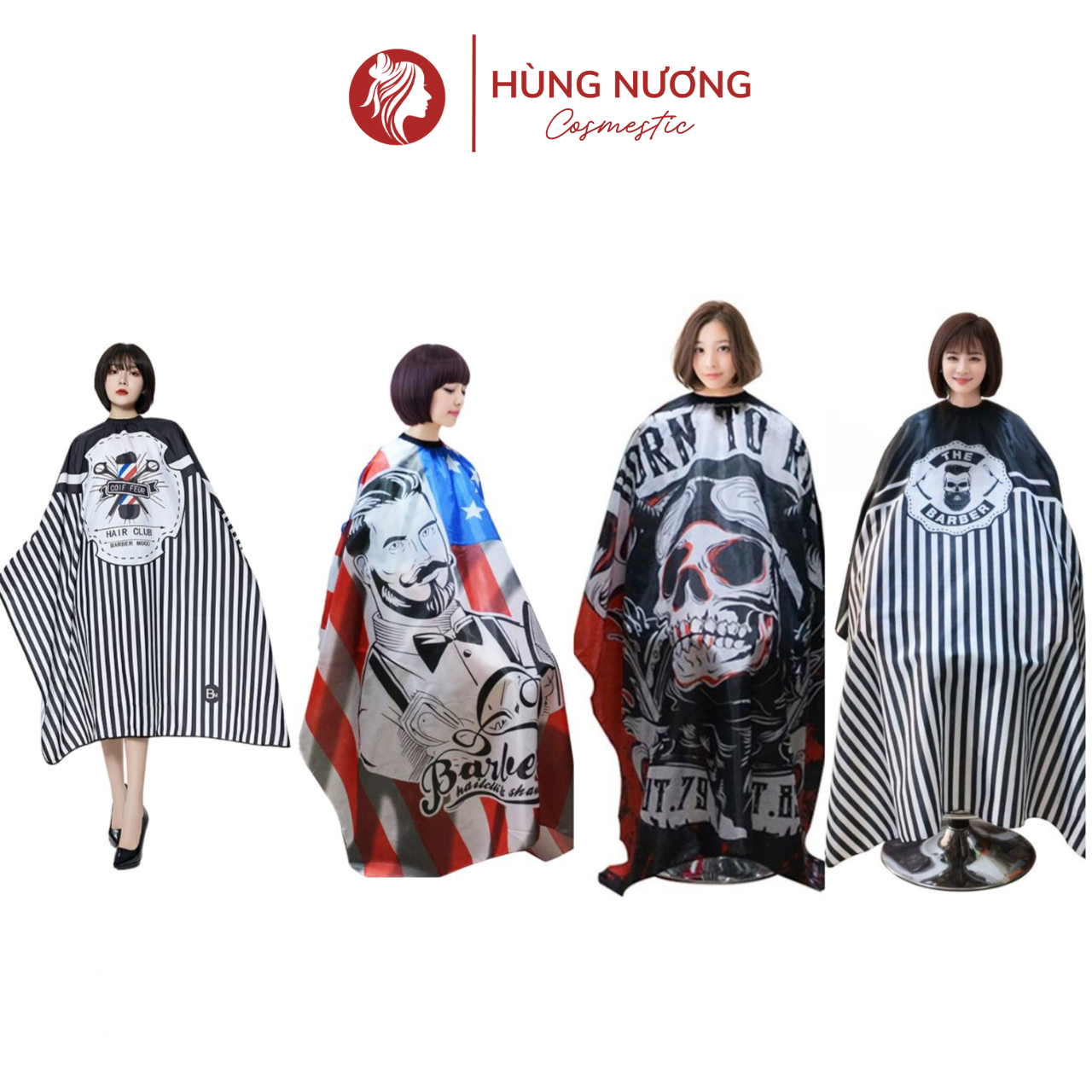 Áo choàng cắt tóc thông thoáng kháng nước dành cho salon,Khăn choàng cắt tóc chữ Baber giao màu ngẫu nhiên