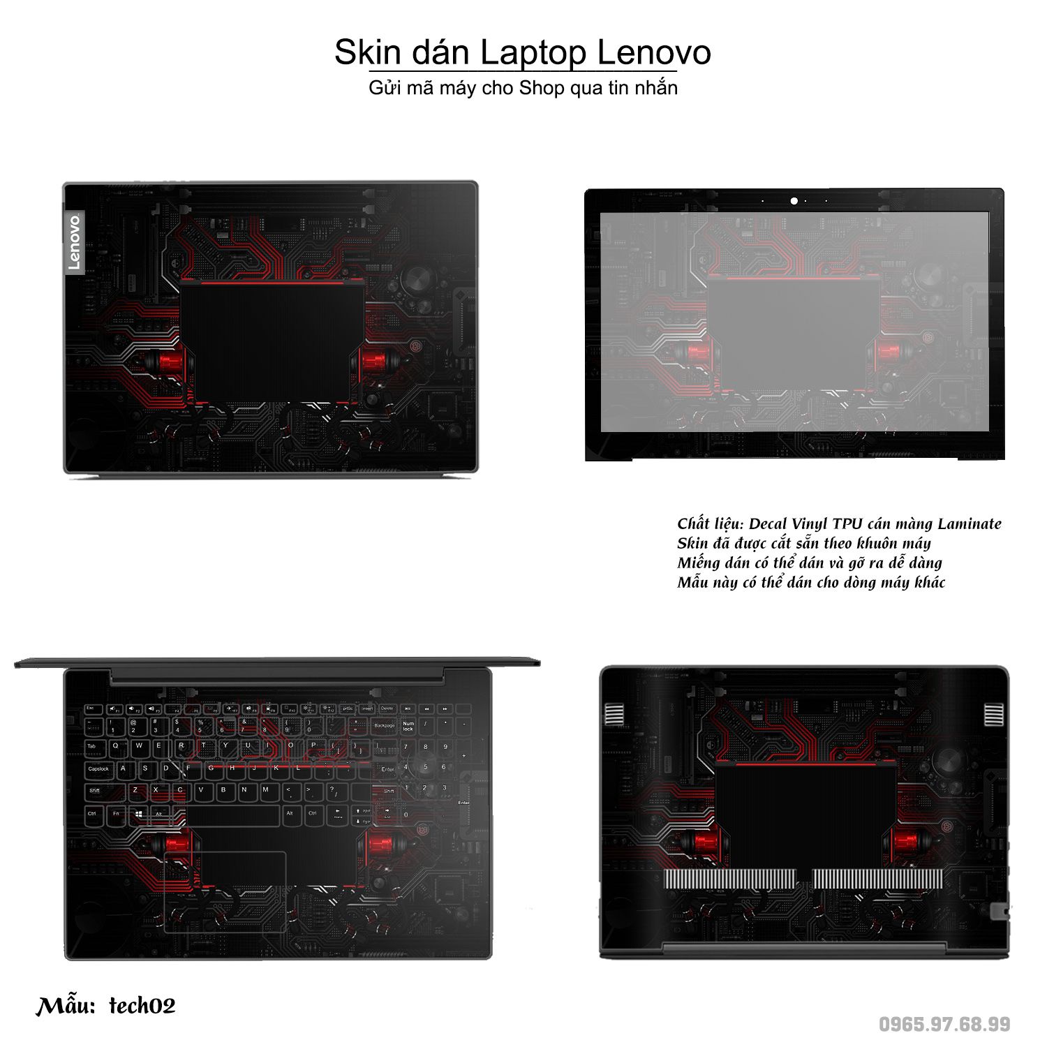 Decal Skin dán Laptop Lenovo mẫu Công nghệ