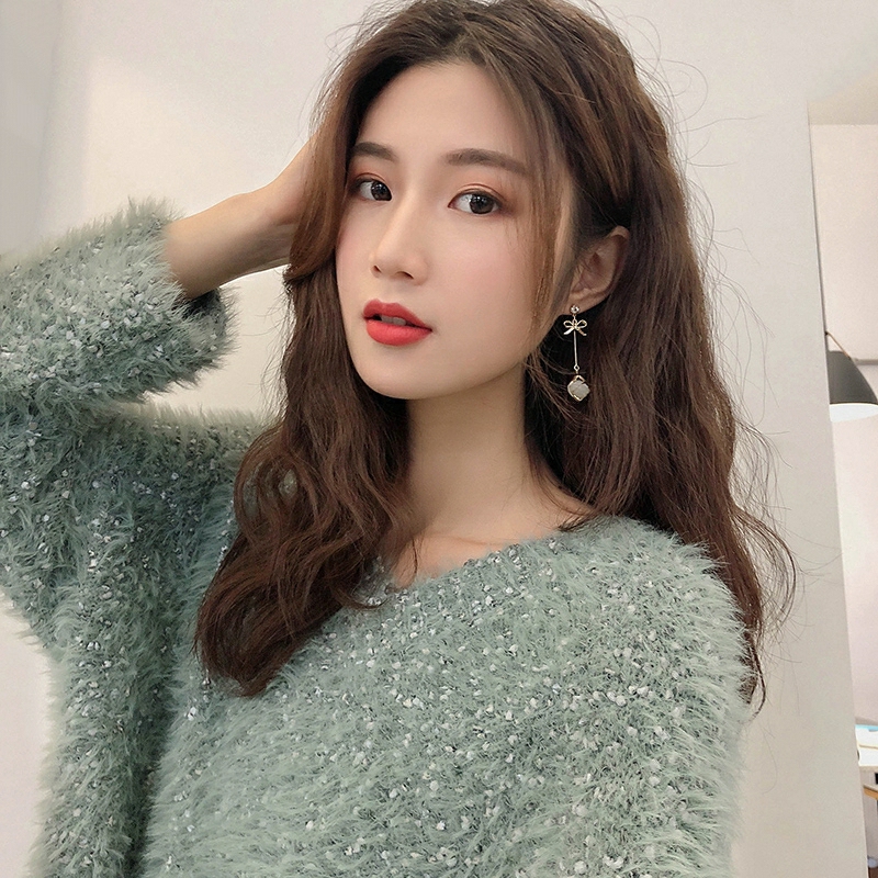 [HCM]Khuyên tai dáng dài gắn đá Opal