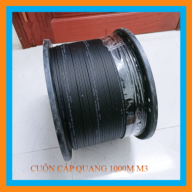 Cuộn cáp quang 1Fo bọc chặt 2 sợi thép 1000m (Sợi Cáp Dẹt)