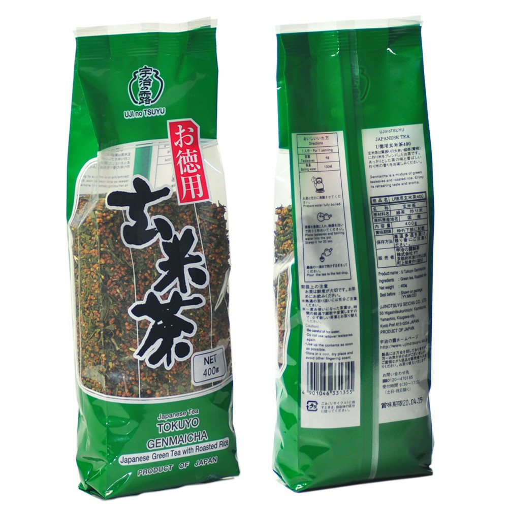 Trà xanh gạo lứt rang tokuyo genmaicha 400g - hàng nhật nội địa