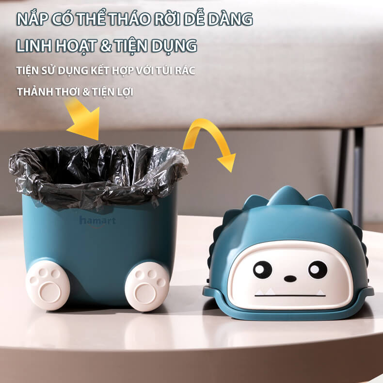 Thùng Rác Mini Để Bàn YBS Thùng Rác Nhỏ Cute Có Nắp Đậy Tiện Lợi 3 Màu Lựa Chọn