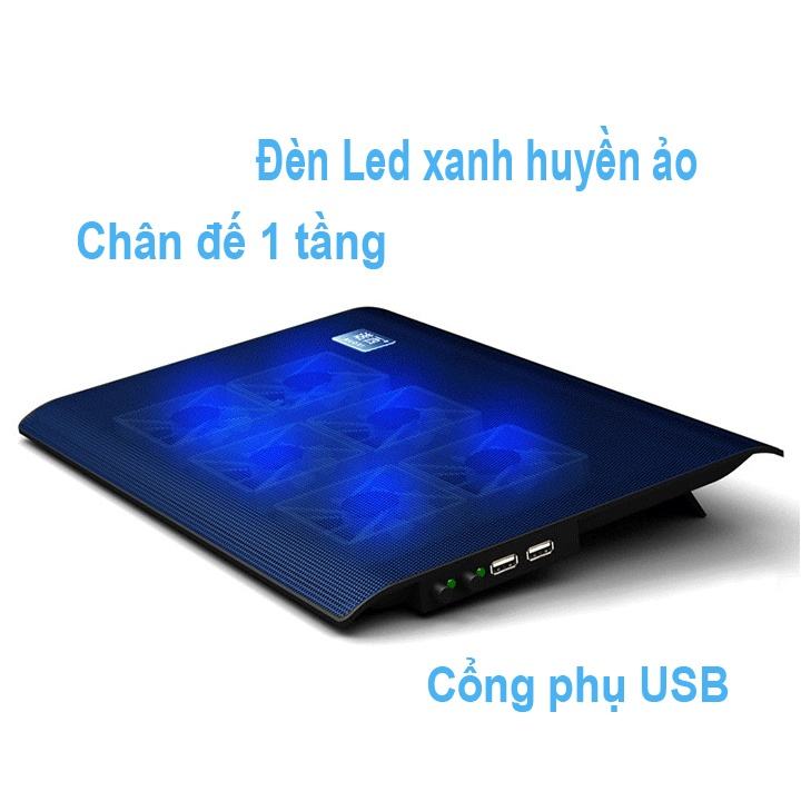 [HCM]Đế tản nhiệt Laptop L112 - 6 quạt cực mạnh chạy cực êm đèn xanh dịu mắt.