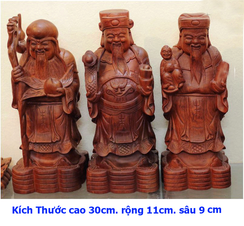 Bộ Tượng Tam Đa Phúc Lộc Thọ (Gỗ Hương Đỏ)