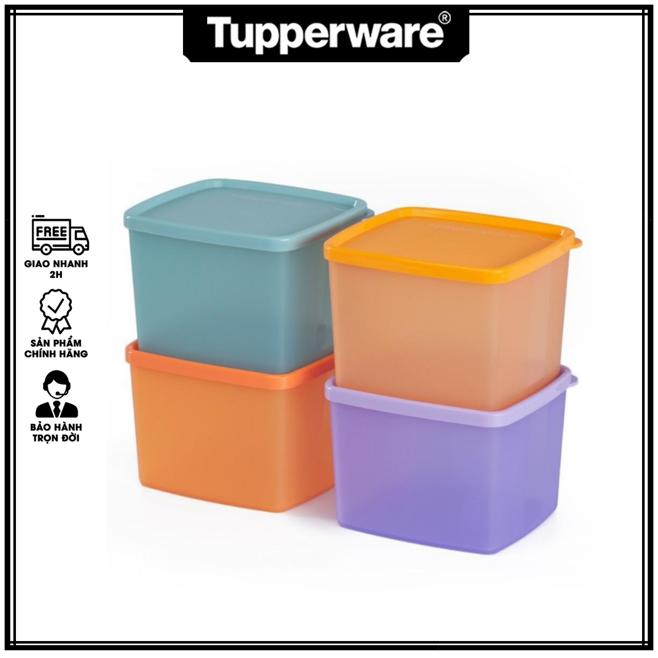Bộ Hộp Medium Square Round 850ml (4 Hộp) - Tupperware