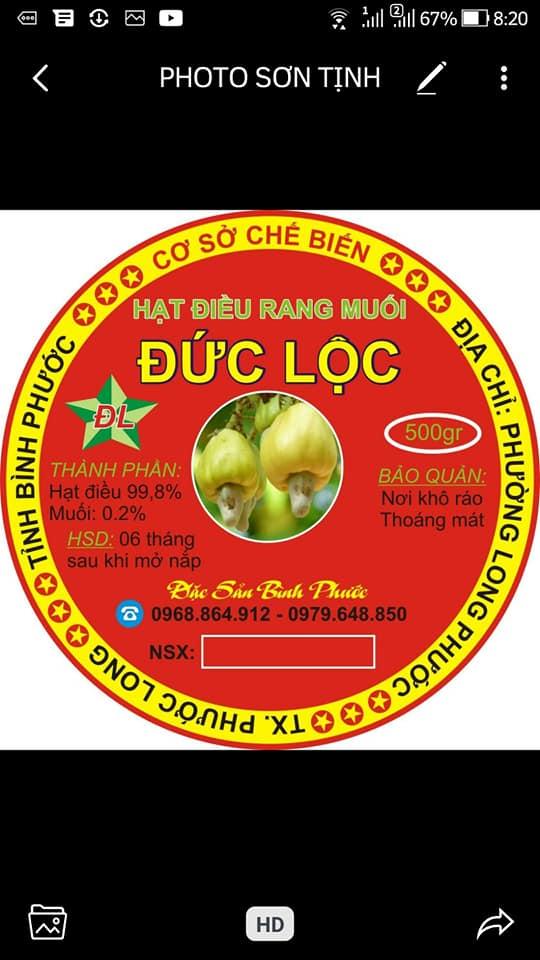 HẠT ĐIỀU RANG MUỐI BÌNH PHƯỚC 1KG