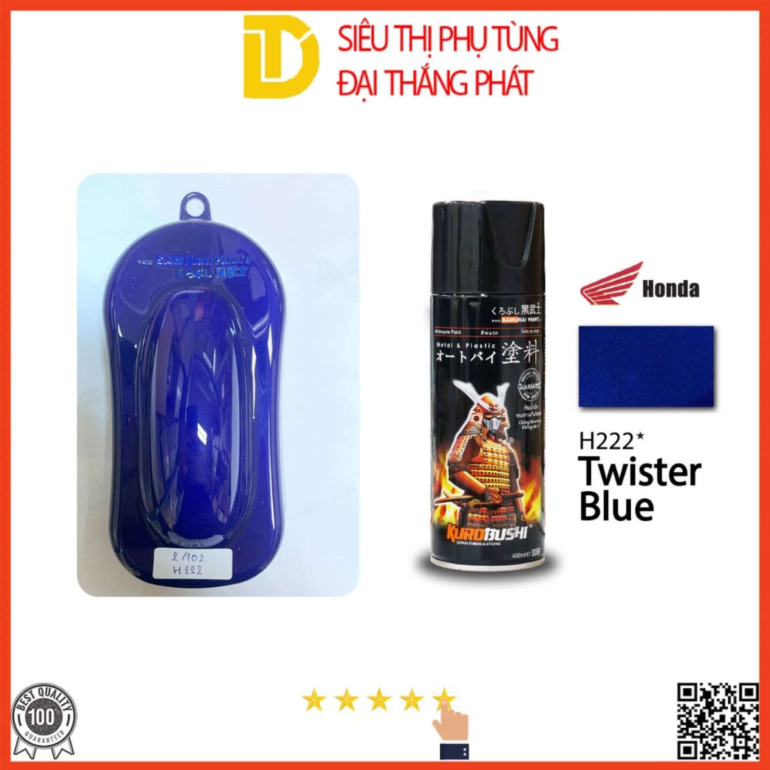 Sơn samurai sơn xịt xe máy h222* màu xanh da trời