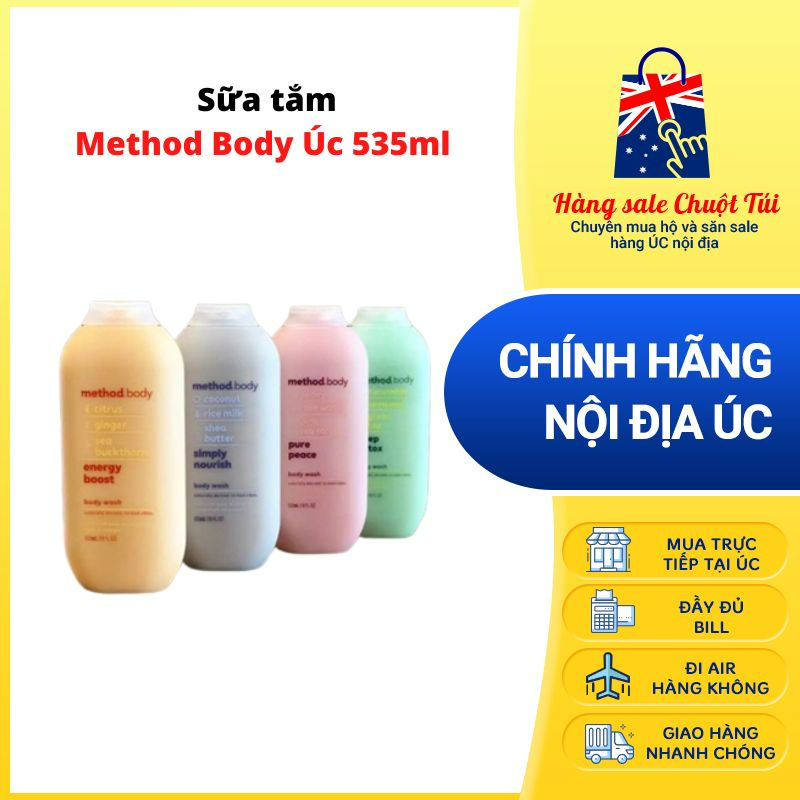 Sữa tắm Method Body Úc 535ml [Hàng nội địa Úc, đủ bill]