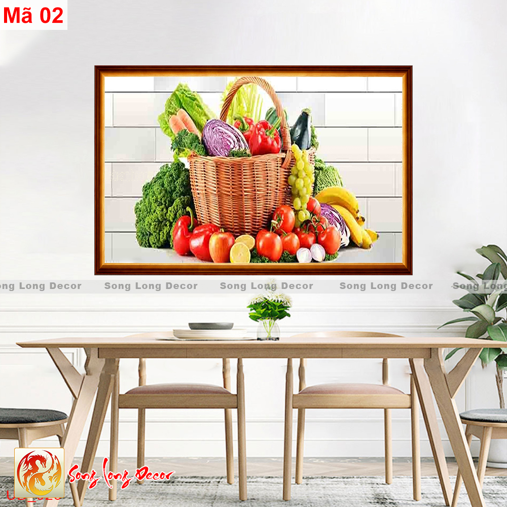 [THANH LÝ SẢ KHO] Tranh dán tường 3d - Tranh Phòng Ăn - Tranh 3d Hoa quả - Song Long Decor PA7